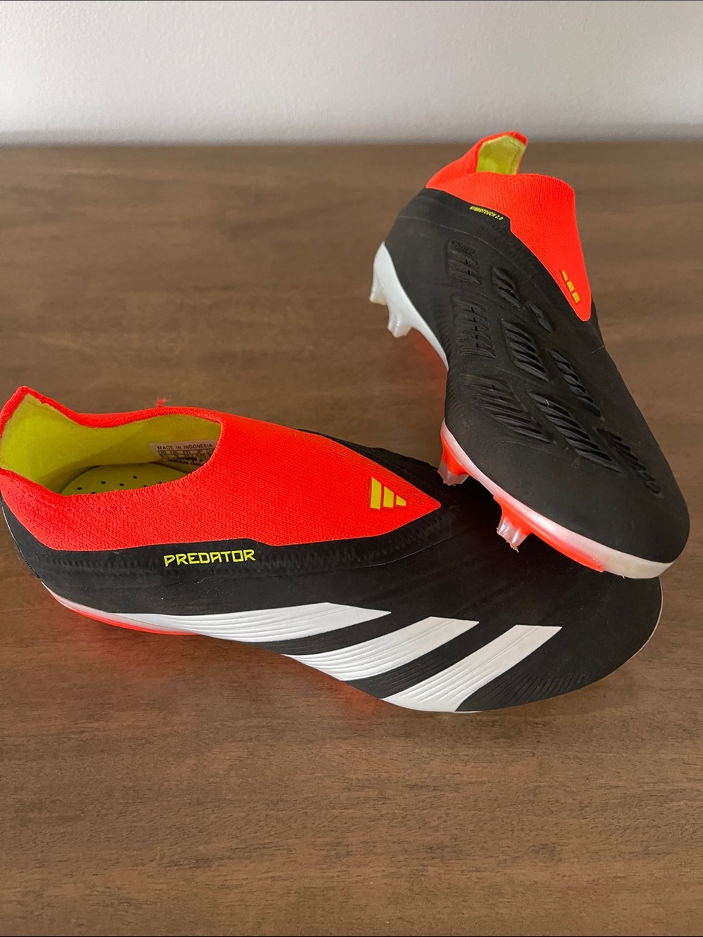 adidas Predator Laceless Soccer Cleats - Black, Red & White
